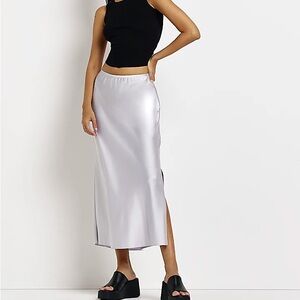 River Island Bias Cut Satin Skirt